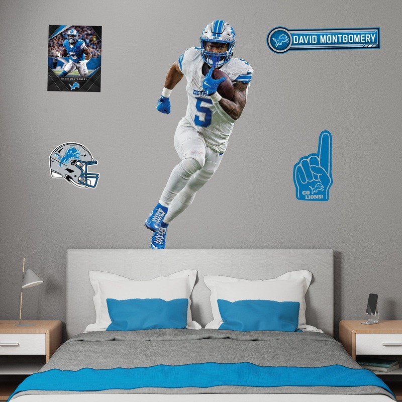 David Montgomery – Realbig Collection – Official NFL – Detroit Lions – Reusable Vinyl Wall Decals