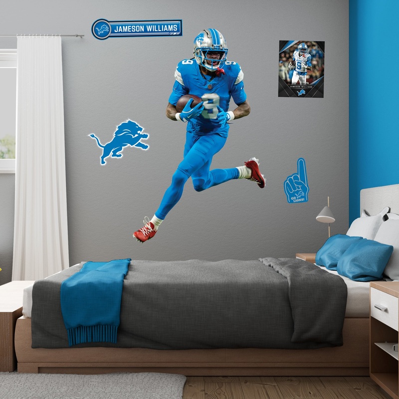 Jameson Williams – Realbig Collection – Official NFL – Detroit Lions – Reusable Vinyl Wall Decals
