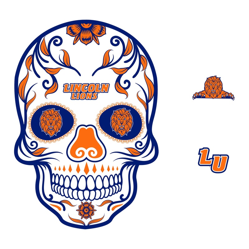 Lincoln Lions – RealBig Sugar Skull Collection – Official NCAA – Reusable Vinyl Wall Decals