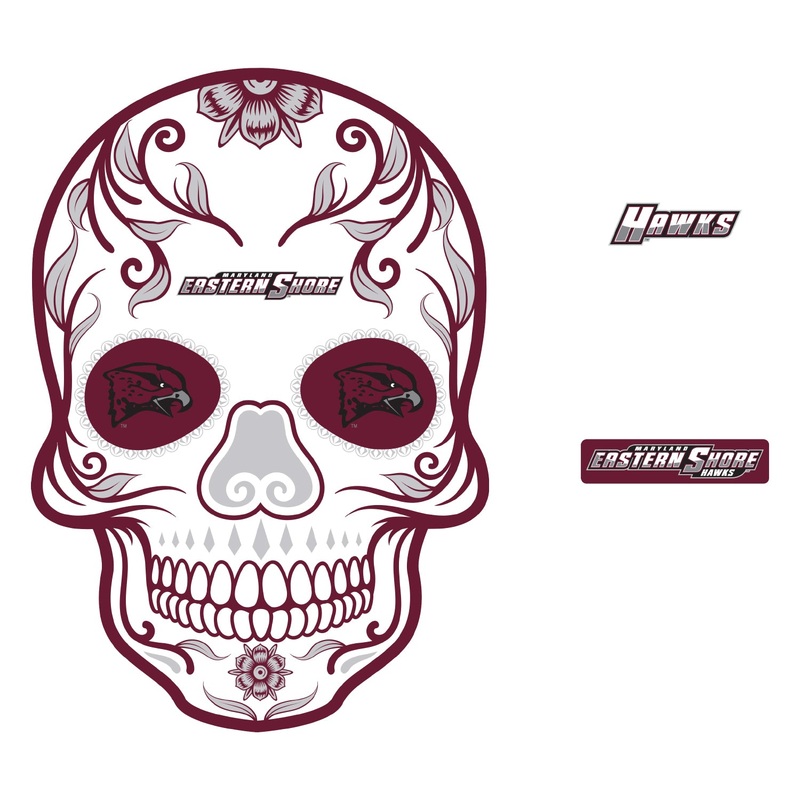 Maryland Eastern Shore Hawks – RealBig Sugar Skull Collection – Official NCAA – Reusable Vinyl Wall Decals