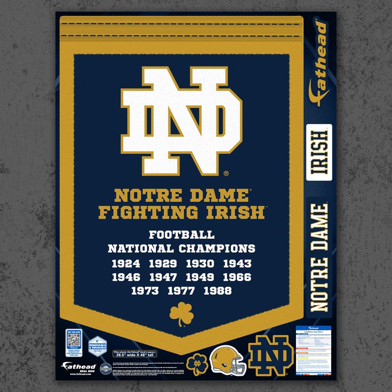 Notre Dame Fighting Irish – Football National Championships Banner – Official NCAA – Reusable Vinyl Wall Decals