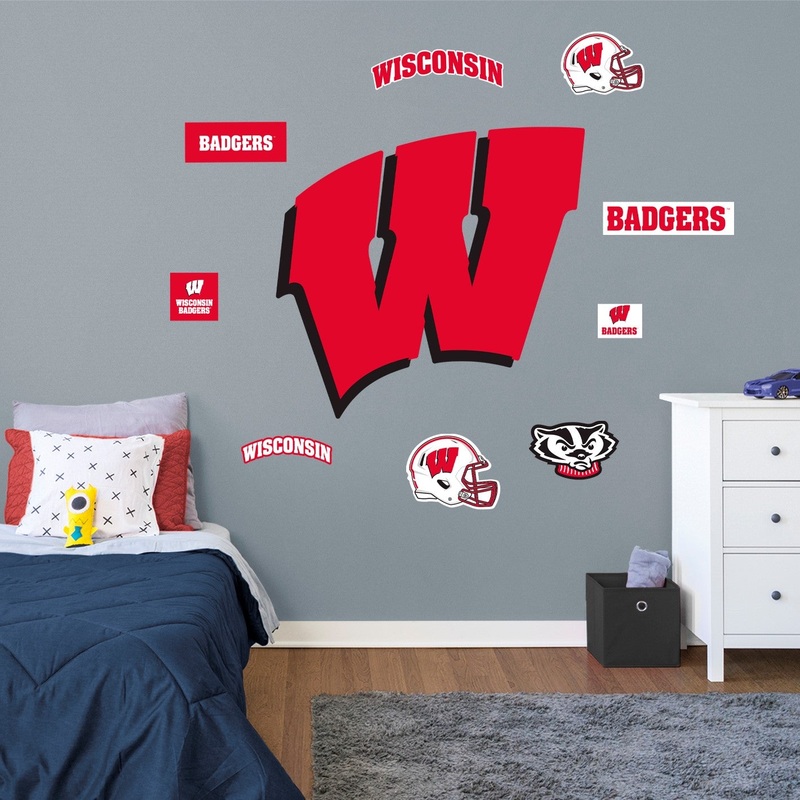 State of Wisconsin Logo – RealBig Collection – Official NCAA – Wisconsin Badgers – Reusable Vinyl Wall Decals
