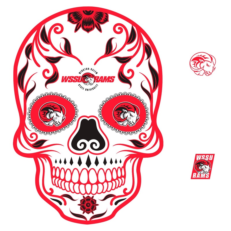 Winston-Salem State Rams – RealBig Sugar Skull Collection – Official NCAA – Reusable Vinyl Wall Decals