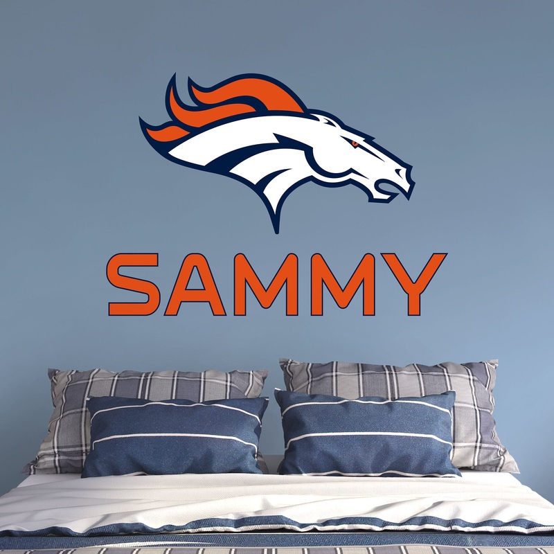 Denver Broncos – Stacked Logo – With Personalized Name – Official NFL – Reusable Vinyl Transfer Decal