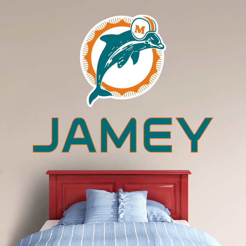 Miami Dolphins – Classic Logo – With Personalized Name – Official NFL – Reusable Vinyl Transfer Decal