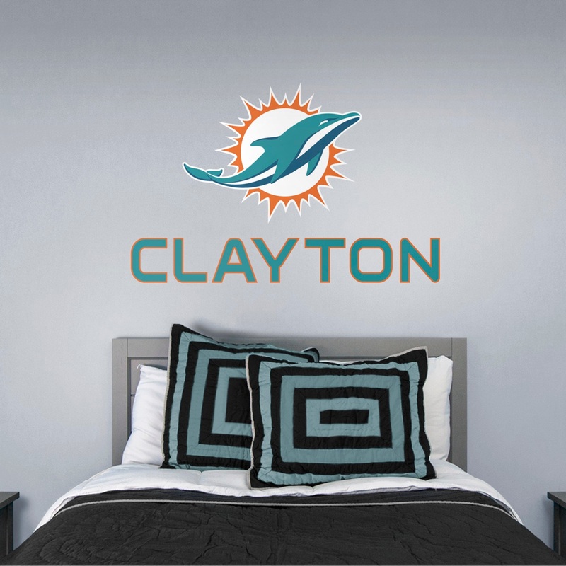 Miami Dolphins – Stacked Logo – With Personalized Name – Official NFL – Reusable Vinyl Transfer Decal