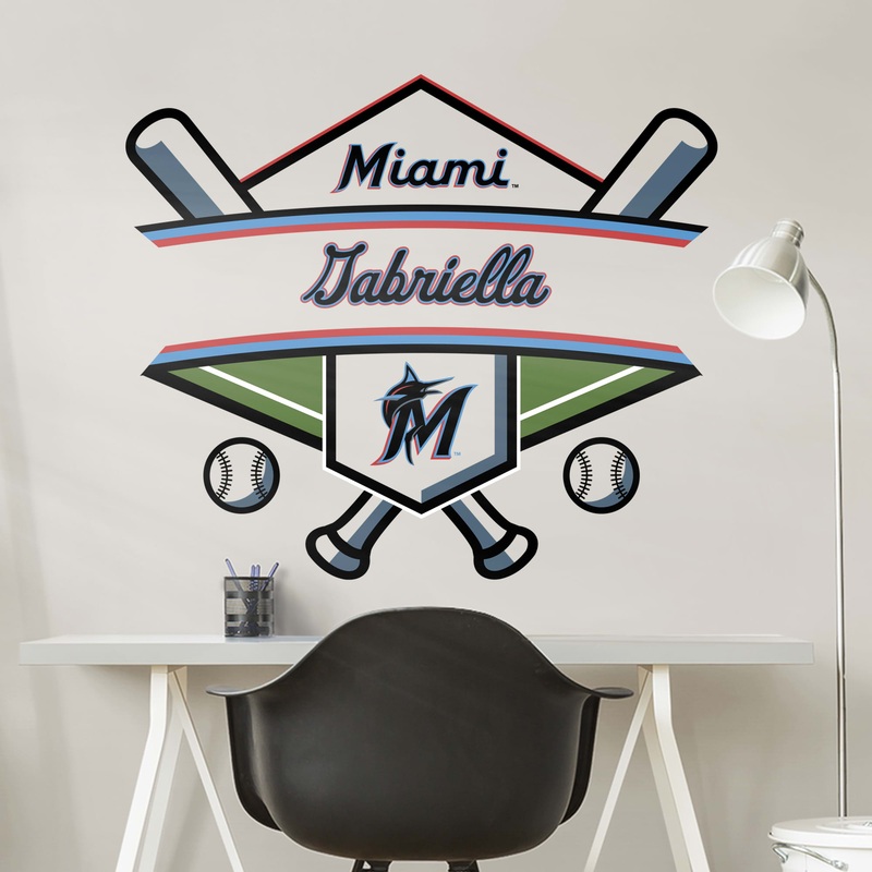 Miami Marlins – Badge – With Personalized Name – Official MLB – Vinyl Transfer Decal
