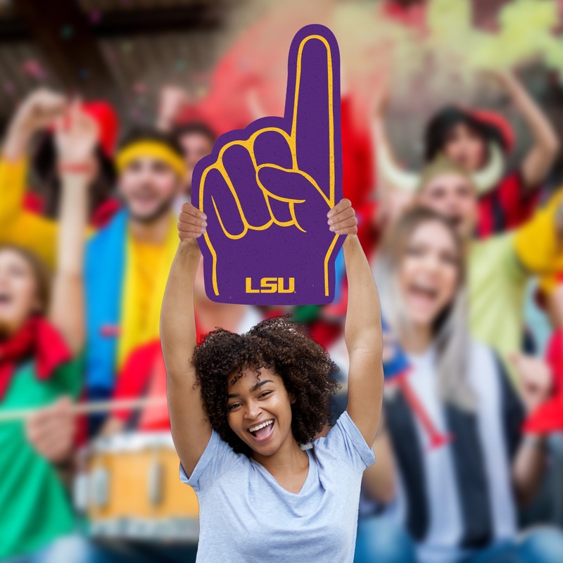 Foam Finger – Big Head – Official NCAA – LSU Tigers – Foam Core Cutout