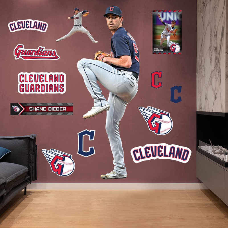 Shane Bieber – RealBig Collection – Official MLB – Cleveland Guardians – Reusable Vinyl Wall Decals
