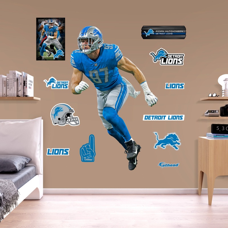 Aidan Hutchinson – RealBig Collection – Official NFL – Detroit Lions – Reusable Vinyl Wall Decals #1