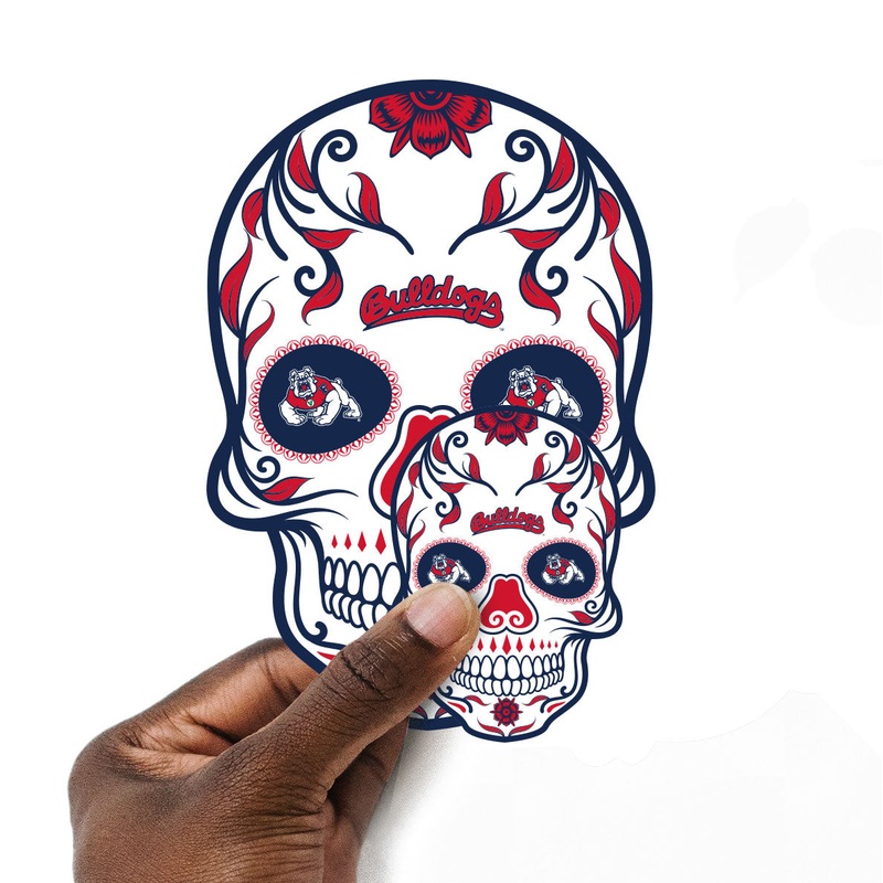 Fresno State Bulldogs – 5 Sugar Skull Logo Minis (Mixed Sizes) – Official NCAA – Reusable Vinyl Decals