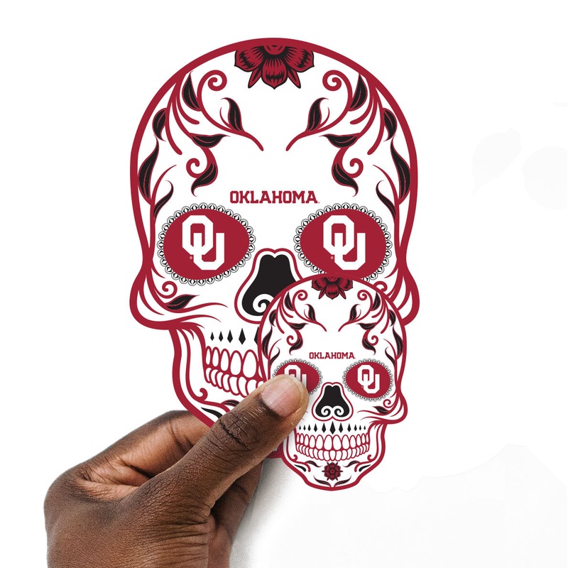 Oklahoma Sooners – 5 Sugar Skull Logo Minis (Mixed Sizes) – Official NCAA – Reusable Vinyl Decals