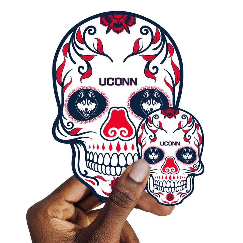 UConn Huskies – 5 Sugar Skull Logo Minis (Mixed Sizes) – Official NCAA – Reusable Vinyl Decals