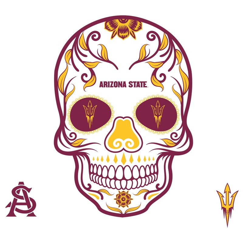 Arizona State Sun Devils – RealBig Sugar Skull Collection – Official NCAA – Reusable Vinyl Wall Decals