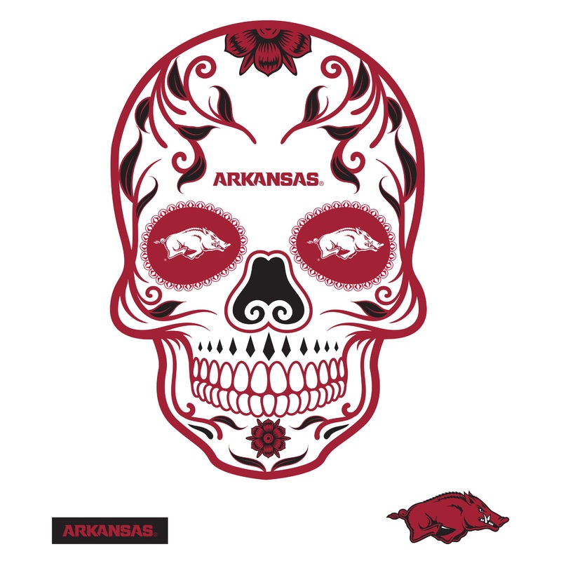 Arkansas Razorbacks – RealBig Sugar Skull Collection – Official NCAA – Reusable Vinyl Wall Decals