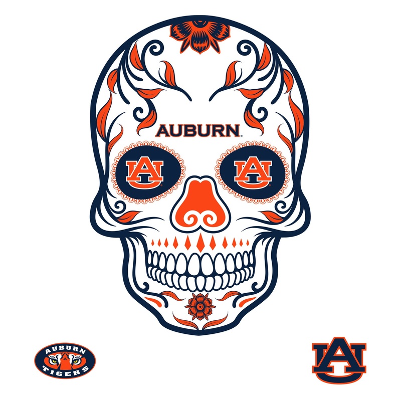 Auburn Tigers – RealBig Sugar Skull Collection – Official NCAA – Reusable Vinyl Wall Decals