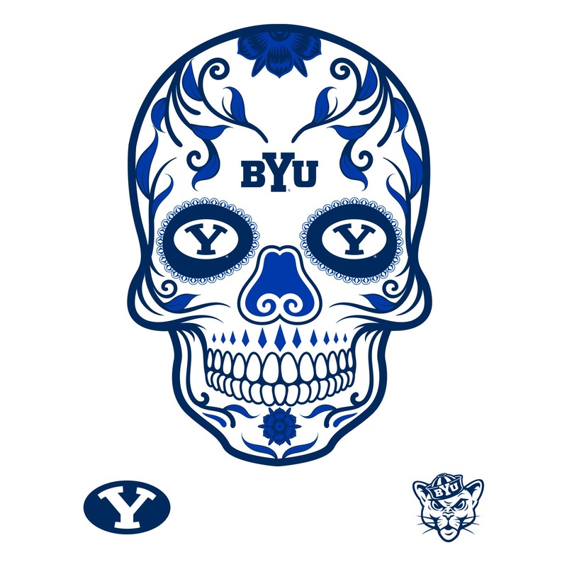 BYU Cougars – RealBig Sugar Skull Collection – Official NCAA – Reusable Vinyl Wall Decals