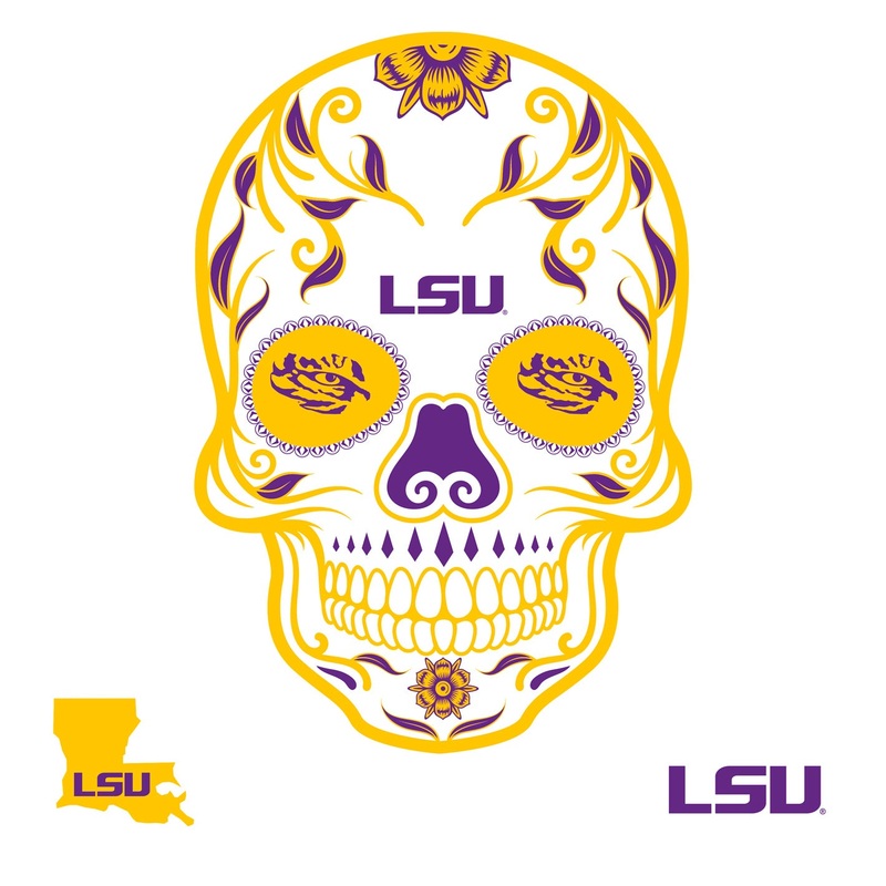 LSU Tigers – RealBig Sugar Skull Collection – Official NCAA – Reusable Vinyl Wall Decals
