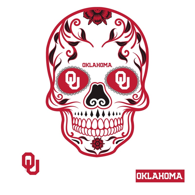 Oklahoma Sooners – RealBig Sugar Skull Collection – Official NCAA – Reusable Vinyl Wall Decals