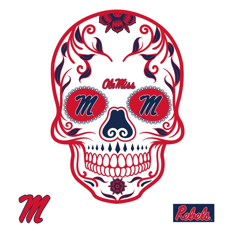 Ole Miss Rebels – RealBig Sugar Skull Collection – Official NCAA – Reusable Vinyl Wall Decals