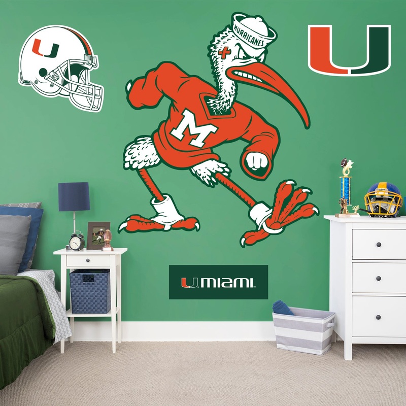 Sebastian the Ibis – RealBig Illustrated Mascot Collection – Official NCAA – Miami Hurricanes – Reusable Vinyl Wall Decals
