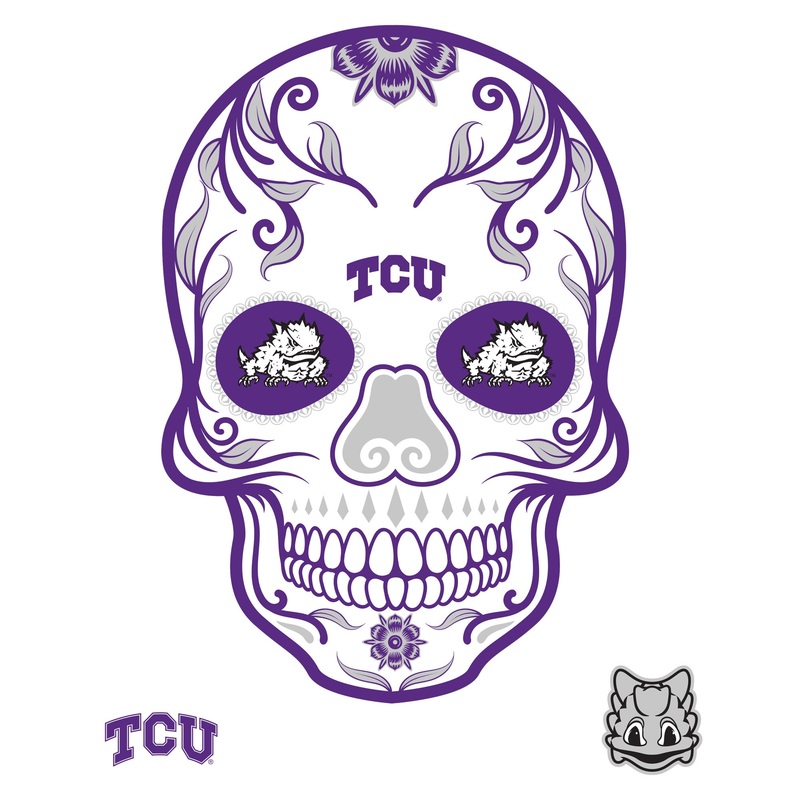 TCU Horned Frogs – RealBig Sugar Skull Collection – Official NCAA – Reusable Vinyl Wall Decals