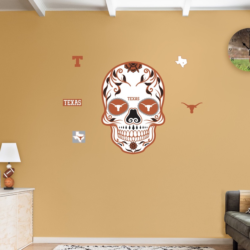 Texas Longhorns – RealBig Sugar Skull Collection – Official NCAA – Reusable Vinyl Wall Decals