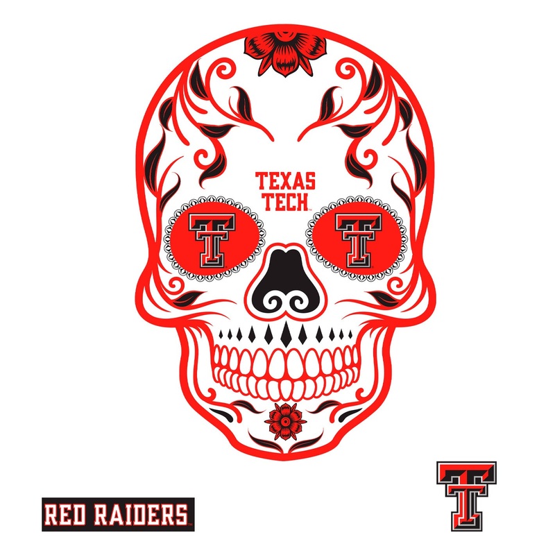 Texas Tech Red Raiders – RealBig Sugar Skull Collection – Official NCAA – Reusable Vinyl Wall Decals