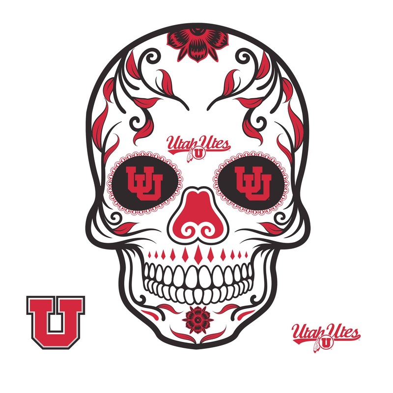 Utah Utes – RealBig Sugar Skull Collection – Official NCAA – Reusable Vinyl Wall Decals