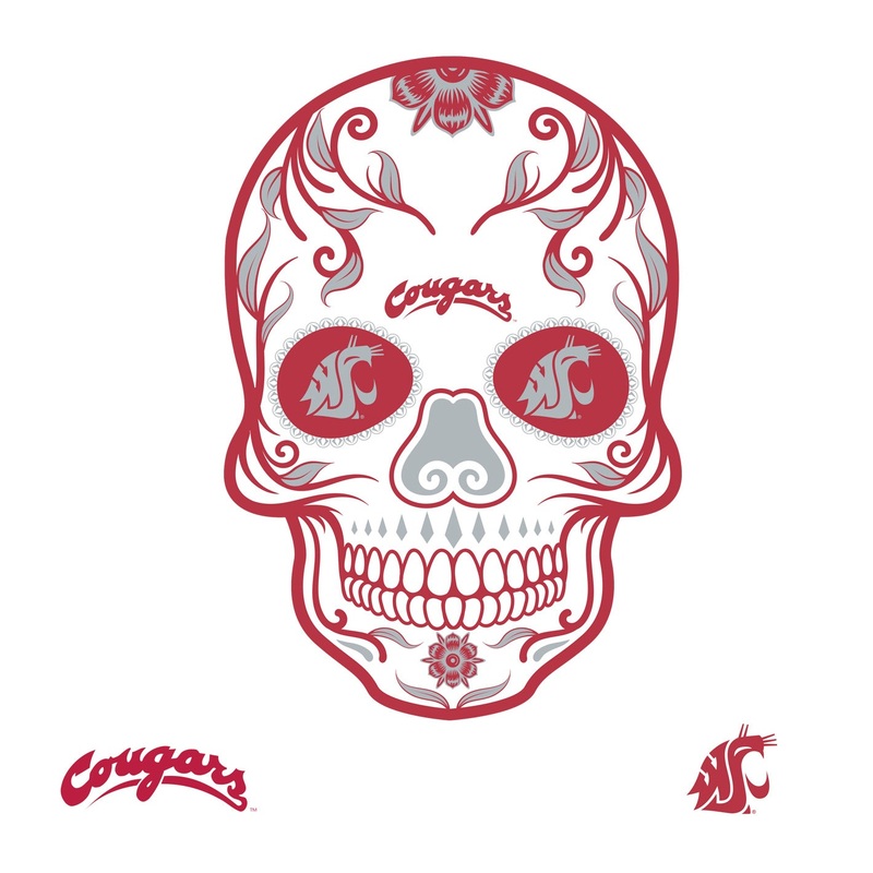 Washington State Cougars – RealBig Sugar Skull Collection – Official NCAA – Reusable Vinyl Wall Decals