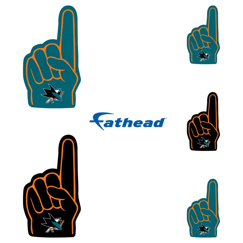 San Jose Sharks – 5 Foam Finger Minis (Mixed Sizes) – Official NHL – Reusable Vinyl Decals