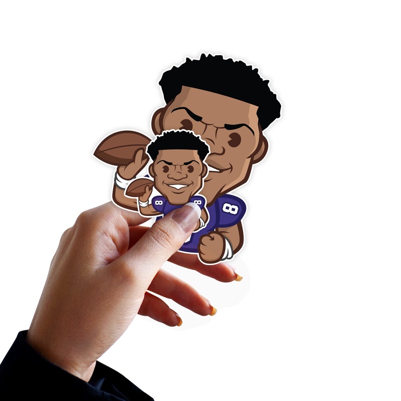 Lamar Jackson – 5 Emoji Minis (Mixed Sizes) – Official NFLPA – Baltimore Ravens – Reusable Vinyl Decals