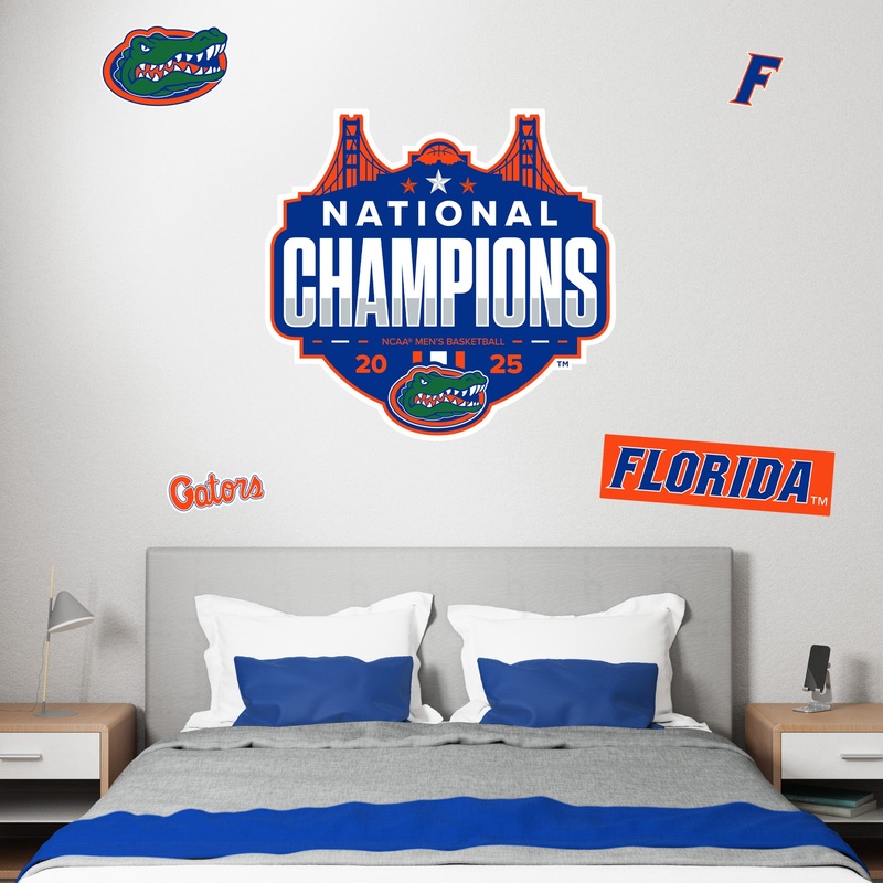2025 Men’s Basketball Champions Logo – RealBig Collection – Official NCAA – Florida Gators – Reusable Vinyl Wall Decals