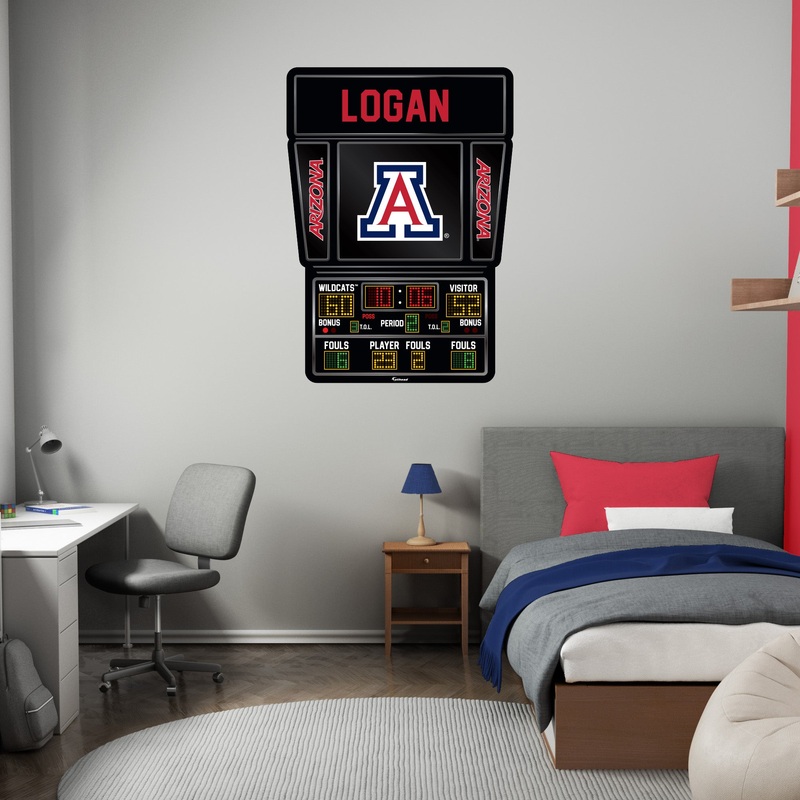 Arizona Wildcats – Basketball Scoreboard Graphic – With Personalized Name – Official NCAA – Reusable Vinyl Wall Decals
