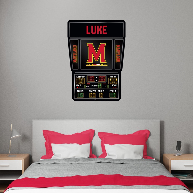 Maryland Terrapins – Basketball Scoreboard Graphic – With Personalized Name – Official NCAA – Reusable Vinyl Wall Decals
