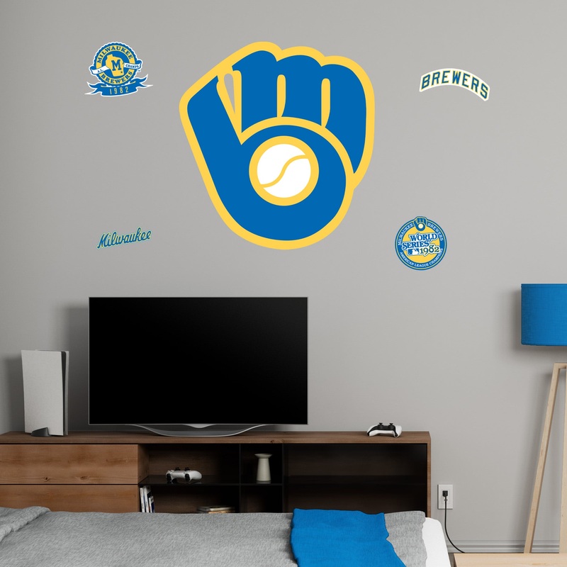 Milwaukee Brewers – RealBig Classic Logo Collection – Official MLB – Reusable Vinyl Wall Decals