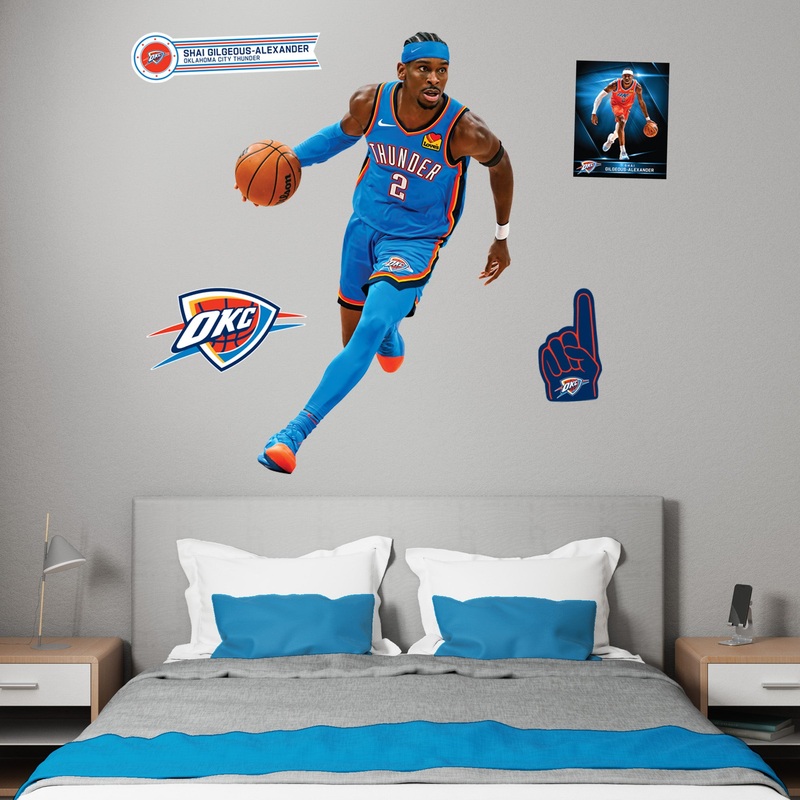 Shai Gilgeous-Alexander – RealBig Icon Jersey Collection – Official NBA – Oklahoma City Thunder – Reusable Vinyl Wall Decals