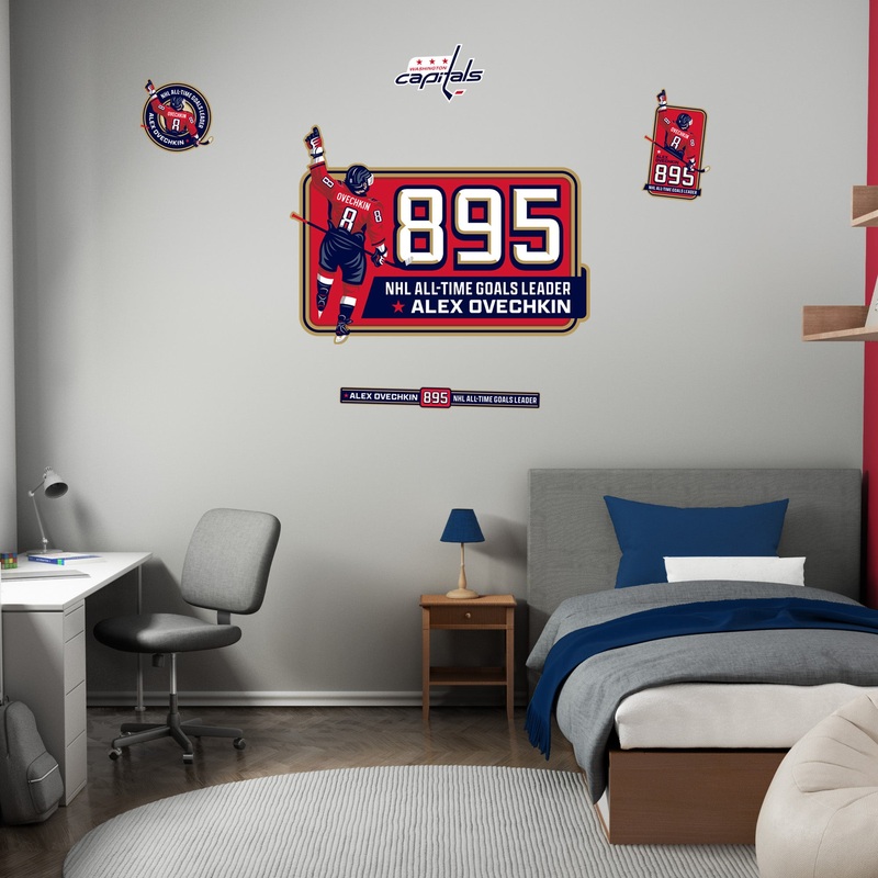 Alex Ovechkin – All-Time Goals Leader – RealBig Logo Collection – Official NHL – Washington Capitals – Reusable Vinyl Wall Decals