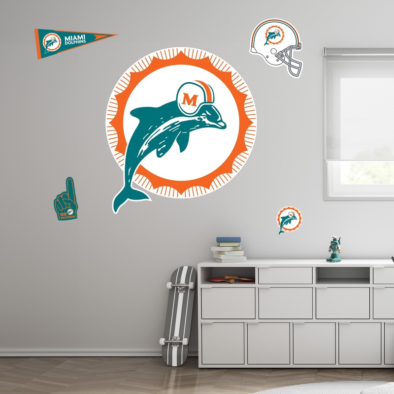 Miami Dolphins Original – RealBig Classic Logo Collection – Official NFL – Reusable Vinyl Wall Decals