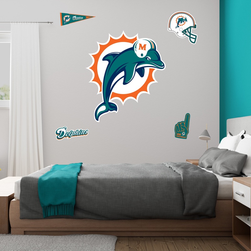 Miami Dolphins – RealBig Classic Logo Collection – Official NFL – Reusable Vinyl Wall Decals