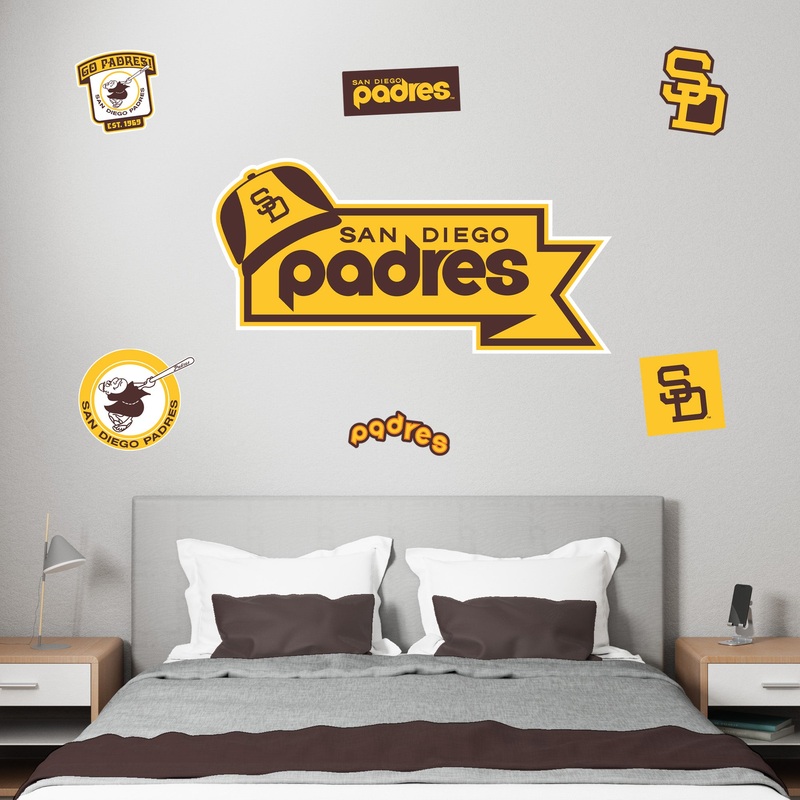 San Diego Padres Banner – RealBig Classic Logo Collection – Official MLB – Reusable Vinyl Wall Decals
