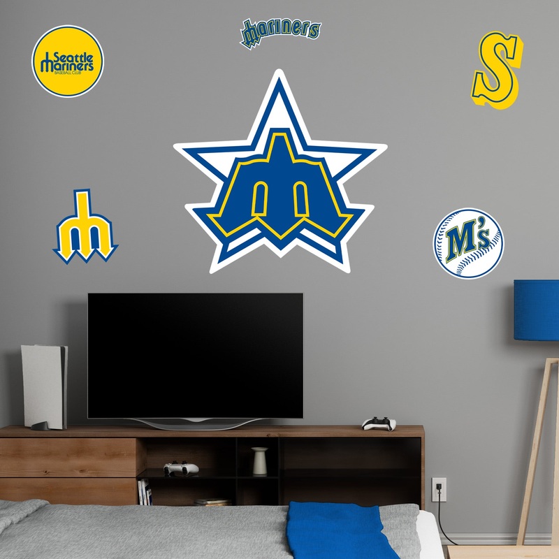 Seattle Mariners – RealBig Classic Logo Collection – Official MLB – Reusable Vinyl Wall Decals