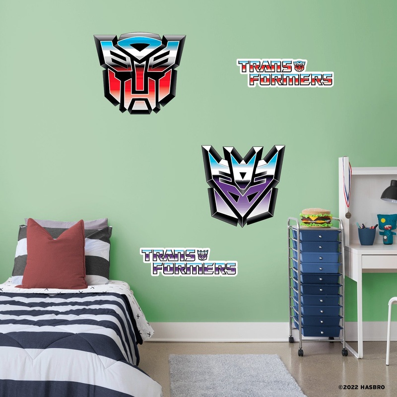 Chrome Logos – Transformers Classic – RealBig Collection – Official Hasbro – Reusable Vinyl Wall Decals