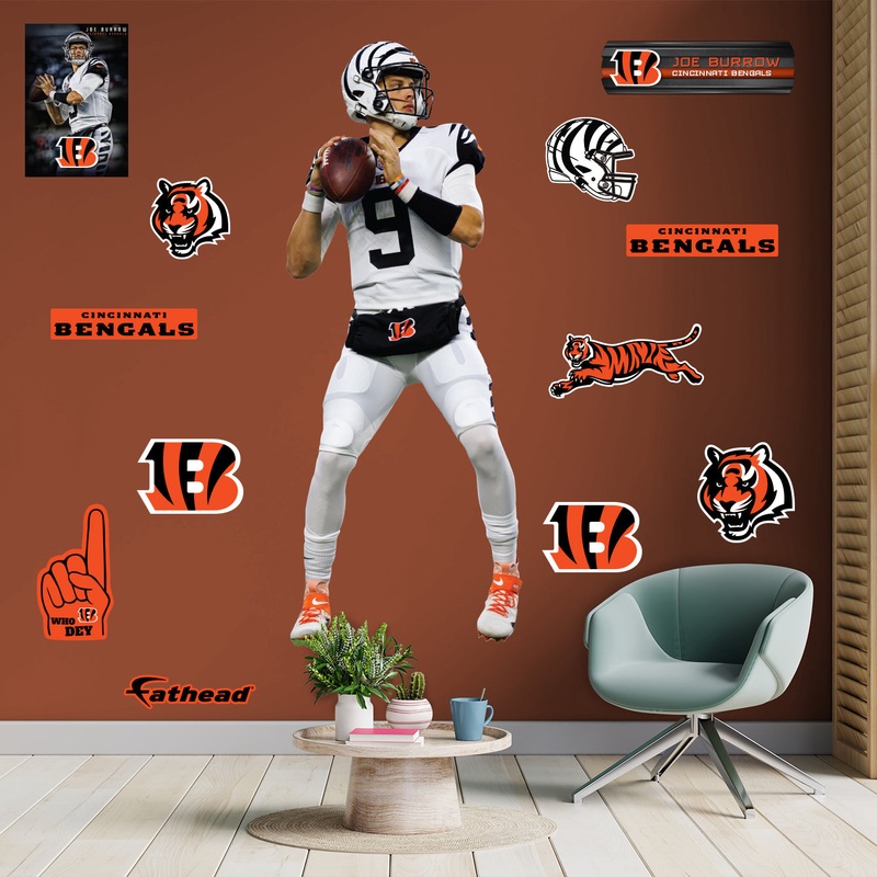 Joe Burrow – RealBig White Uniform Collection – Official NFL – Cincinnati Bengals – Reusable Vinyl Wall Decals