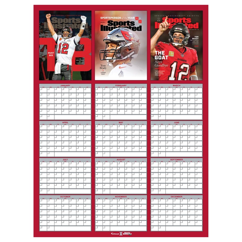 Tampa Bay Buccaneers – Tom Brady Sports Illustrated – Dry Erase 12-Month Calendar – Official NFL – Reusable Vinyl Wall Decal