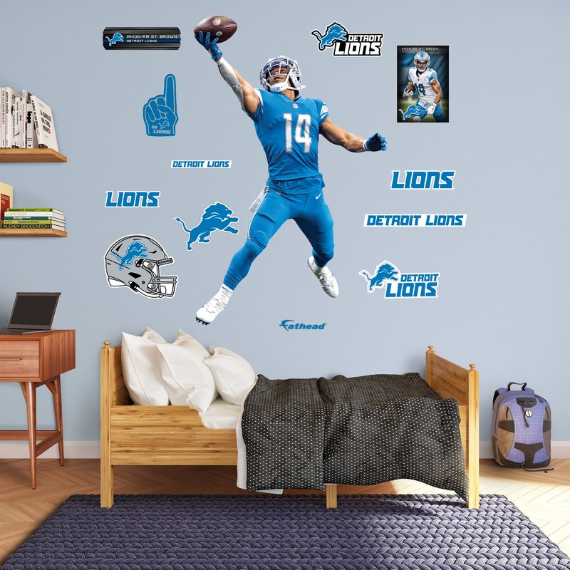 Amon-Ra St. Brown One-Hander – RealBig Collection – Official NFL – Detroit Lions – Reusable Vinyl Wall Decals