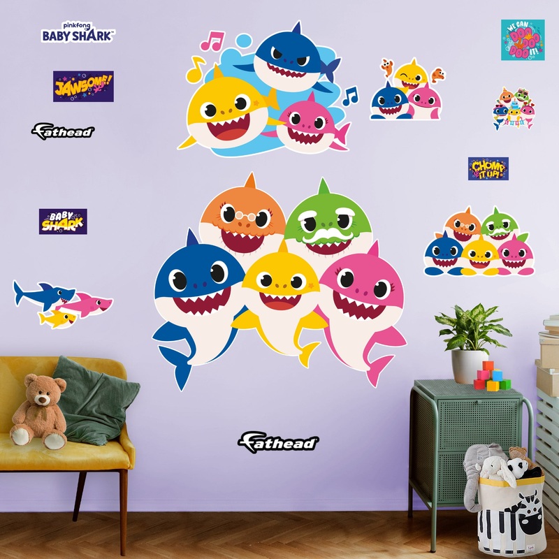 Baby Shark Family – RealBig Family Collection – Official Nickelodeon – Reusable Vinyl Wall Decals