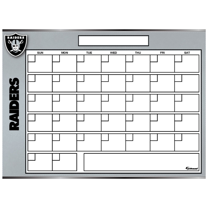 Las Vegas Raiders – Dry Erase Calendar – Official NFL – Reusable Vinyl Wall Decal
