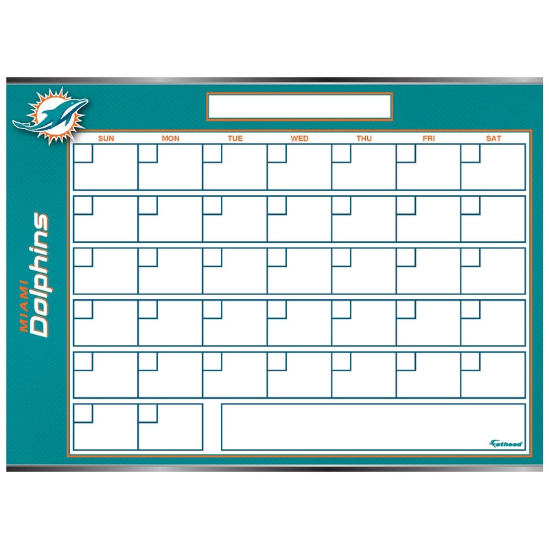 Miami Dolphins – Dry Erase Calendar – Official NFL – Reusable Vinyl Wall Decal