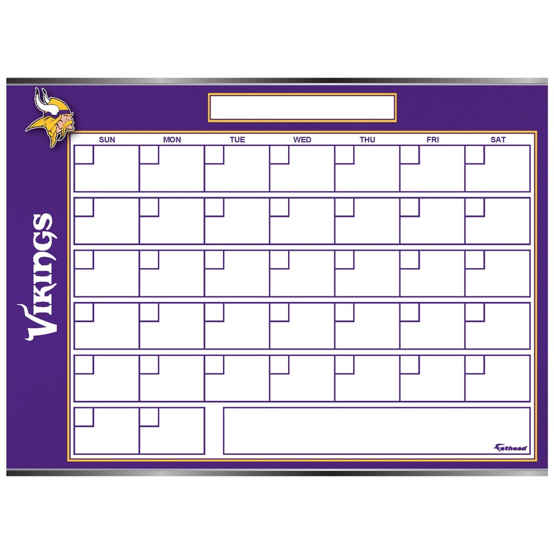 Minnesota Vikings – Dry Erase Calendar – Official NFL – Reusable Vinyl Wall Decal